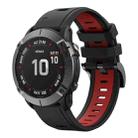 For Garmin Fenix 6 Pro GPS 22mm Two-Color Sports Silicone Watch Band(Black+Red) - 1