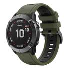 For Garmin Fenix 6 Pro GPS 22mm Two-Color Sports Silicone Watch Band(Army Green + Black) - 1