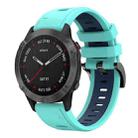 For Garmin Fenix 6 Sapphire GPS 22mm Two-Color Sports Silicone Watch Band(Mint Green + Blue) - 1