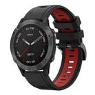 For Garmin Fenix 6 Sapphire GPS 22mm Two-Color Sports Silicone Watch Band(Black+Red) - 1