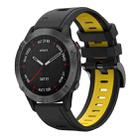 For Garmin Fenix 6 Sapphire GPS 22mm Two-Color Sports Silicone Watch Band(Black+Yellow) - 1