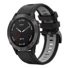 For Garmin Fenix 6 Sapphire GPS 22mm Two-Color Sports Silicone Watch Band(Black+Grey) - 1