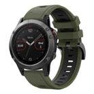 For Garmin Fenix 5 22mm Two-Color Sports Silicone Watch Band(Army Green + Black) - 1