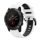 For Garmin Fenix 5 Plus 22mm Two-Color Sports Silicone Watch Band(White+Black) - 1