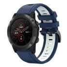 For Garmin Fenix 5 Plus 22mm Two-Color Sports Silicone Watch Band(Midnight Blue + White) - 1