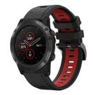 For Garmin Fenix 5 Plus 22mm Two-Color Sports Silicone Watch Band(Black+Red) - 1