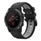 For Garmin Fenix 5 Plus 22mm Two-Color Sports Silicone Watch Band(Black+Grey) - 1