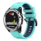 For Garmin Quatix 5 22mm Two-Color Sports Silicone Watch Band(Mint Green + Blue) - 1