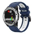 For Garmin Quatix 5 Sapphire 22mm Two-Color Sports Silicone Watch Band(Midnight Blue + White) - 1