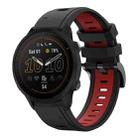 For Garmin Forerunner 955 22mm Two-Color Sports Silicone Watch Band(Black+Red) - 1