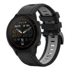 For Garmin Forerunner 955 22mm Two-Color Sports Silicone Watch Band(Black+Grey) - 1