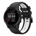 For Garmin Forerunner 945 22mm Two-Color Sports Silicone Watch Band(Black+White) - 1