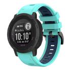 For Garmin Instinct 2 22mm Two-Color Sports Silicone Watch Band(Mint Green + Blue) - 1