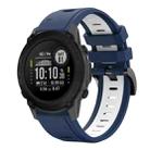 For Garmin Descent G1 22mm Two-Color Sports Silicone Watch Band(Midnight Blue + White) - 1