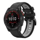 For Garmin Fenix 7X 26mm Two-Color Sports Silicone Watch Band(Black+Grey) - 1