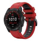 For Garmin Fenix 7X 26mm Two-Color Sports Silicone Watch Band(Red+Black) - 1