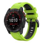 For Garmin Fenix 7X 26mm Two-Color Sports Silicone Watch Band(Lime Green + Black) - 1