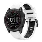 For Garmin Fenix 7X Solar 26mm Two-Color Sports Silicone Watch Band(White+Black) - 1