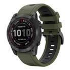 For Garmin Fenix 7X Solar 26mm Two-Color Sports Silicone Watch Band(Army Green + Black) - 1