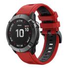 For Garmin Fenix 6X 26mm Two-Color Sports Silicone Watch Band(Red+Black) - 1