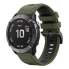 For Garmin Fenix 6X 26mm Two-Color Sports Silicone Watch Band(Army Green + Black) - 1