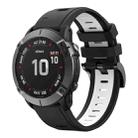 For Garmin Fenix 6X Pro 26mm Two-Color Sports Silicone Watch Band(Black+White) - 1