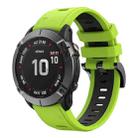 For Garmin Fenix 6X Pro 26mm Two-Color Sports Silicone Watch Band(Lime Green + Black) - 1