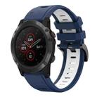 For Garmin Fenix 5X Sapphire 26mm Two-Color Sports Silicone Watch Band(Midnight Blue + White) - 1