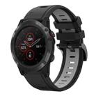 For Garmin Fenix 5X Sapphire 26mm Two-Color Sports Silicone Watch Band(Black+Grey) - 1