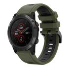 For Garmin Fenix 5X Sapphire 26mm Two-Color Sports Silicone Watch Band(Army Green + Black) - 1