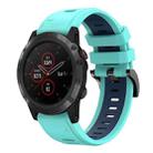 For Garmin Fenix 5X Plus 26mm Two-Color Sports Silicone Watch Band(Mint Green + Blue) - 1