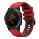 For Garmin Fenix 5X Plus 26mm Two-Color Sports Silicone Watch Band(Red+Black) - 1