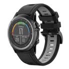 For Garmin Fenix 3 26mm Two-Color Sports Silicone Watch Band(Black+Grey) - 1