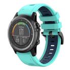 For Garmin Fenix 3 HR 26mm Two-Color Sports Silicone Watch Band(Mint Green + Blue) - 1