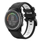 For Garmin Fenix 3 HR 26mm Two-Color Sports Silicone Watch Band(Black+White) - 1