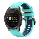 For Garmin Enduro 2 26mm Two-Color Sports Silicone Watch Band(Mint Green + Blue) - 1