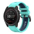 For Garmin TACTIX 7 / 7Pro 26mm Two-Color Sports Silicone Watch Band(Mint Green + Blue) - 1