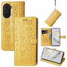 For Huawei Nova 10 Cat and Dog Embossed Leather Phone Case(Yellow) - 1