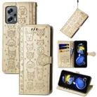 For Xiaomi Redmi Note 11T Cat and Dog Embossed Leather Phone Case(Gold) - 1