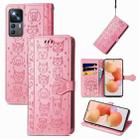 For Xiaomi 12T / Redmi K50 Ultra Cat and Dog Embossed Leather Phone Case(Pink) - 1