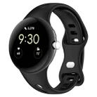 For Google Pixel Watch Water Drop Slimming Butterfly Button Solid Silicone Band(Black) - 1