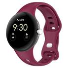 For Google Pixel Watch Water Drop Slimming Butterfly Button Solid Silicone Band(Wine Red) - 1