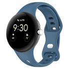 For Google Pixel Watch Water Drop Slimming Butterfly Button Solid Silicone Band(Dark Blue) - 1