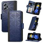 For Xiaomi Redmi Note 11T Grid Leather Flip Phone Case(Blue) - 1