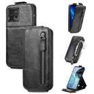 For Motorola Moto G72 Zipper Wallet Vertical Flip Leather Phone Case(Black) - 1