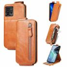 For Motorola Moto G72 Zipper Wallet Vertical Flip Leather Phone Case(Brown) - 1