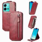 For vivo V25 Zipper Wallet Vertical Flip Leather Phone Case(Red) - 1