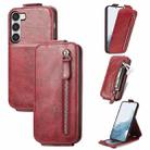 For Samsung Galaxy S23 5G Zipper Wallet Vertical Flip Leather Phone Case(Red) - 1