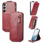 For Samsung Galaxy S23+ 5G Zipper Wallet Vertical Flip Leather Phone Case(Red) - 1