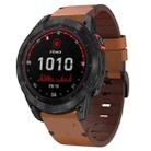 For Garmin Fenix 7X Solar 26mm Leather Steel Buckle Watch Band(Brown) - 1